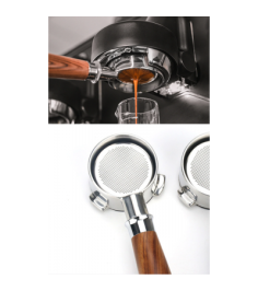 HiBREW 58mm Coffee powder handle 304 stainless steel and solid wood